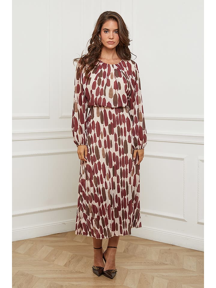 L'armoire de Suzette Sukienka w kolorze brązowo-bordowo-kremowym rozmiar: 38/40