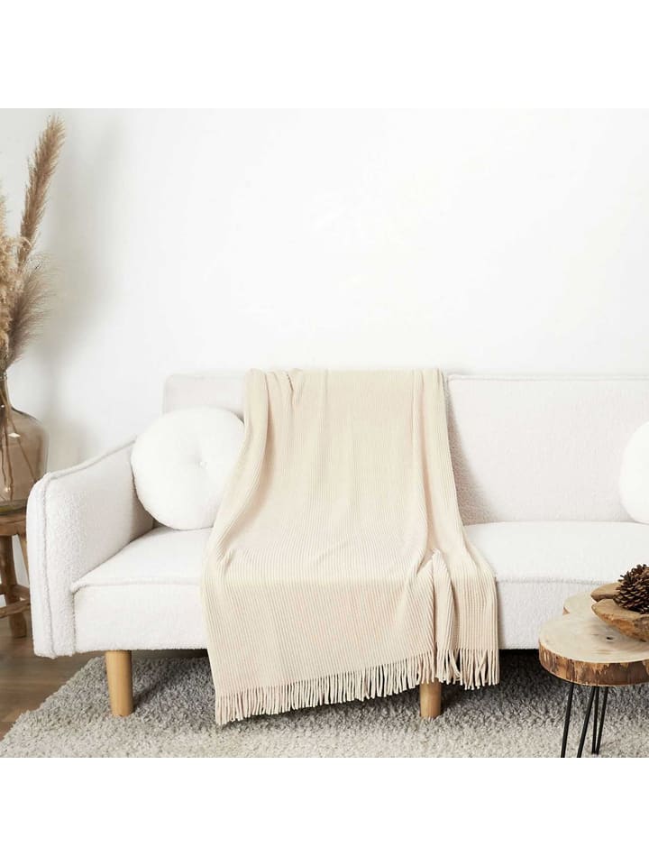 THE HOME DECO FACTORY Pled w kolorze beżowym - 150 x 120 cm rozmiar: onesize