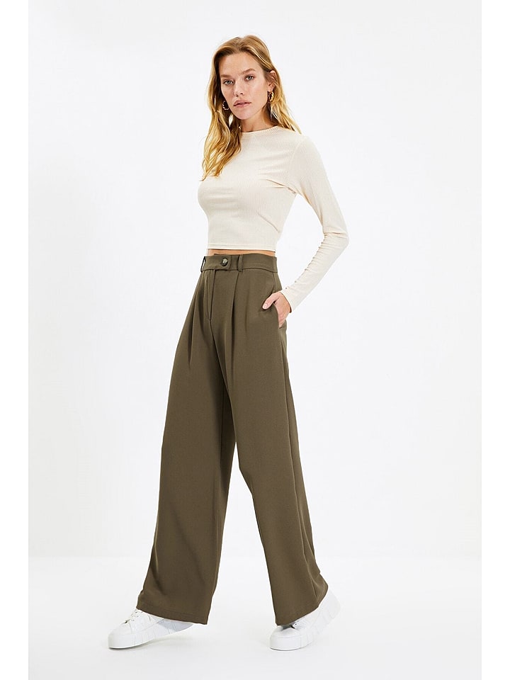 trendyol Spodnie w kolorze brązowym rozmiar: 34