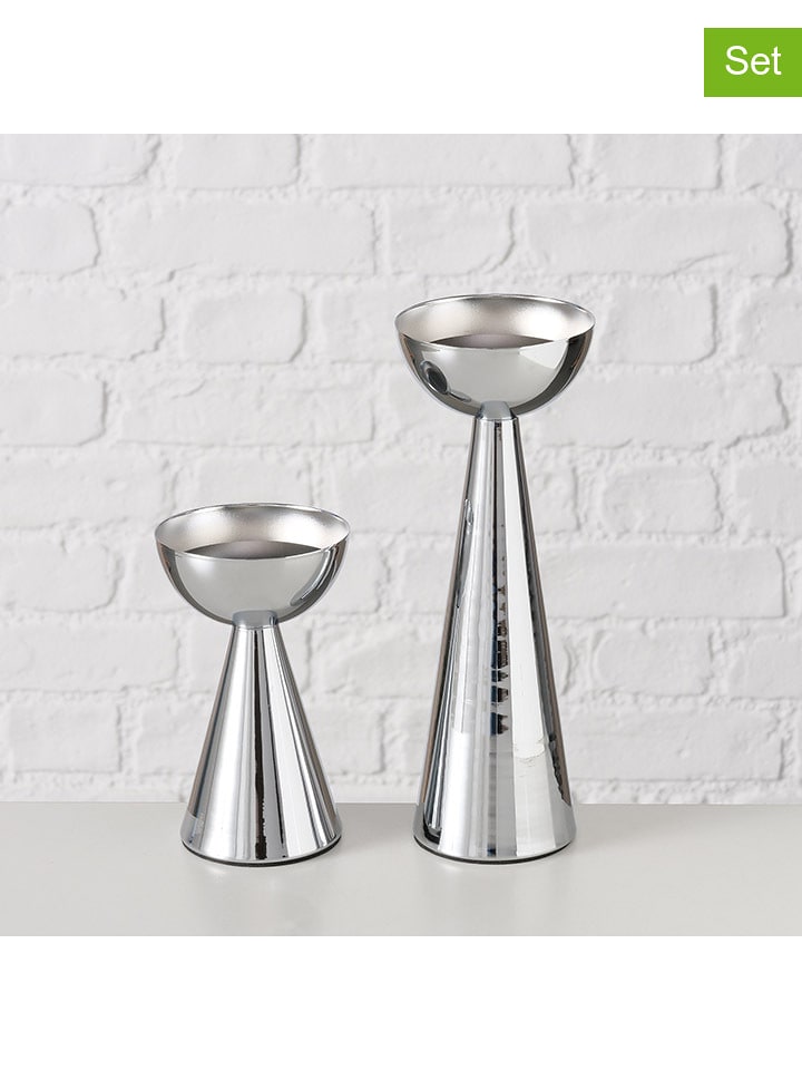 Boltze Świeczniki (2 szt.) "Luena" w kolorze srebrnym rozmiar: onesize