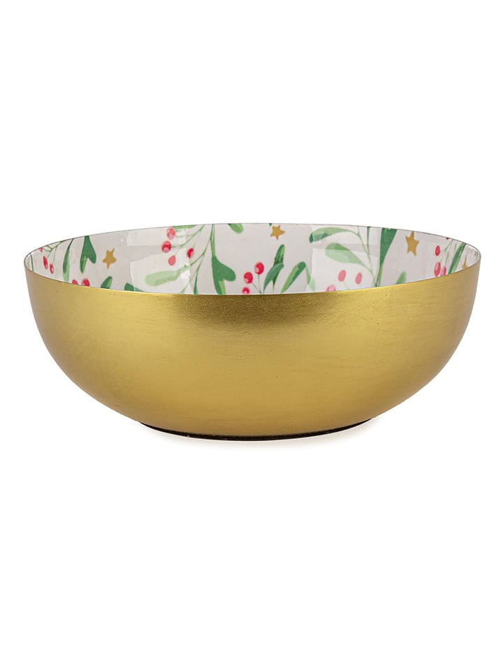 Bizzotto Miska dekoracyjna "Holly" w kolorze złotym ze wzorem - wys. 7 x Ø 20 cm rozmiar: onesize