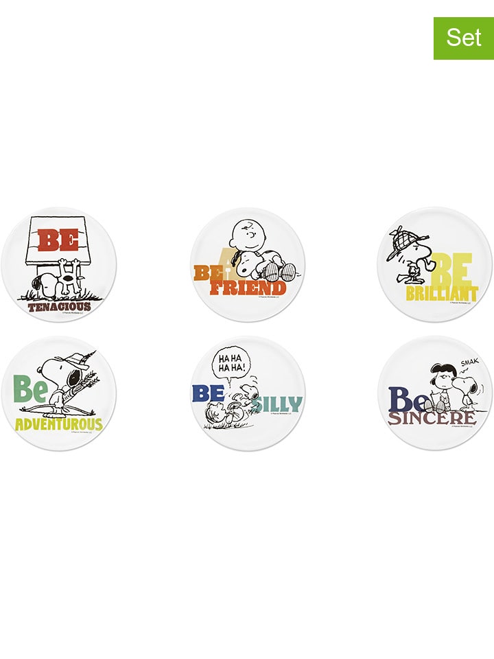 Trendy Kitchen by EXCÉLSA Podkładki stołowe (6 szt.) w kolorze białym ze wzorem - Ø 30,5 cm rozmiar: onesize