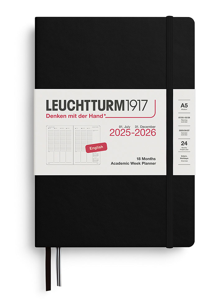 LEUCHTTURM1917 Planer akademicki w kolorze czarnym - A5 rozmiar: onesize