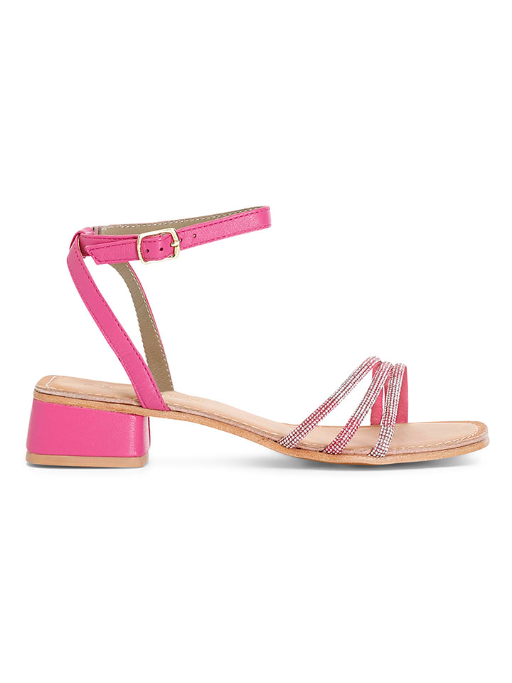 Cafe Noir Skórzane sandały w kolorze różowym rozmiar: 40