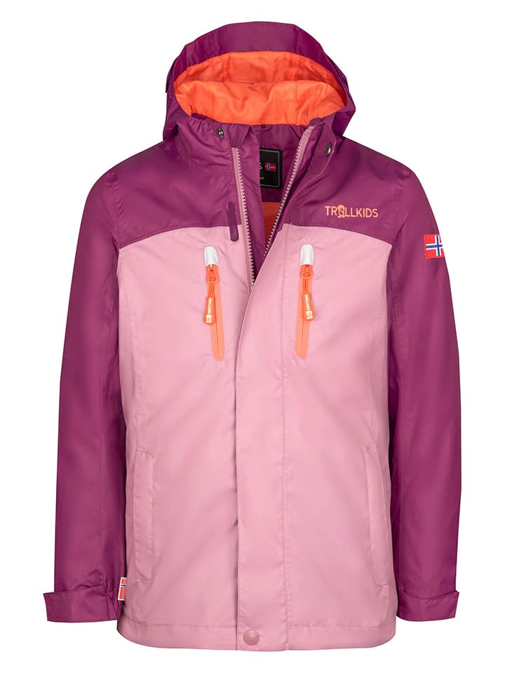 Trollkids Kurtka przeciwdeszczowa "Nusfjord" w kolorze jasnoróżowo-fioletowym rozmiar: 92