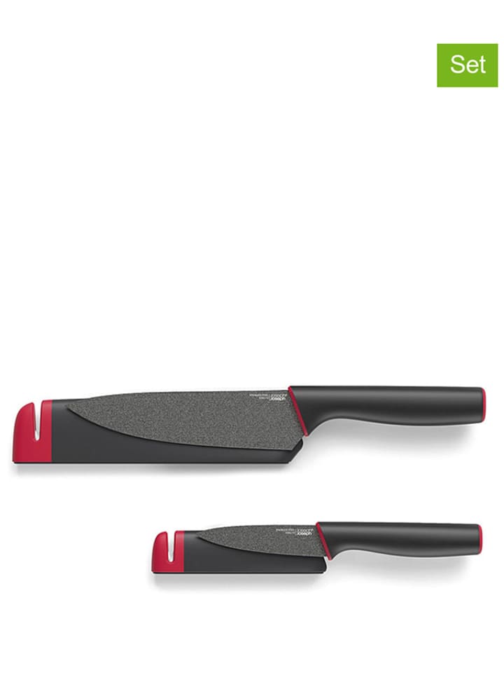 JosephJoseph 2-częściowy zestaw "Slice&Sharpen" noży w kolorze czarno-czerwonym rozmiar: onesize