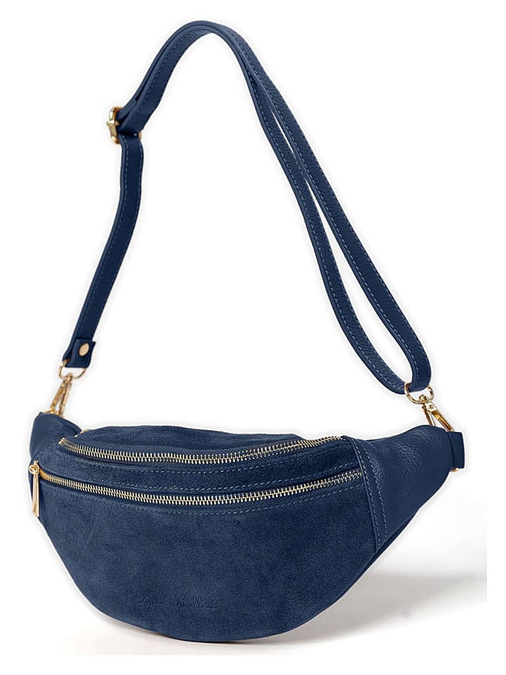 Anna Morellini Skórzana saszetka "Carola" w kolorze granatowym - 32 x 16 x 9,5 cm rozmiar: onesize