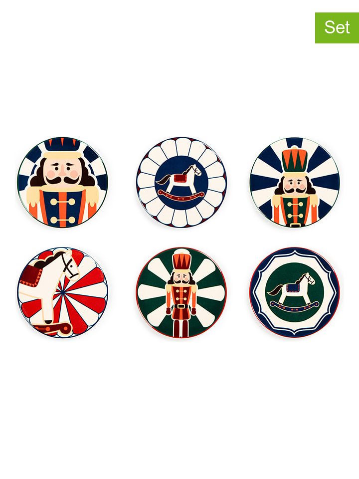 Trendy Kitchen by EXCÉLSA Podkładki (6 szt.) "Vintage Christmas" w kolorze czerwono-zielonym - Ø 10,5 cm rozmiar: onesize