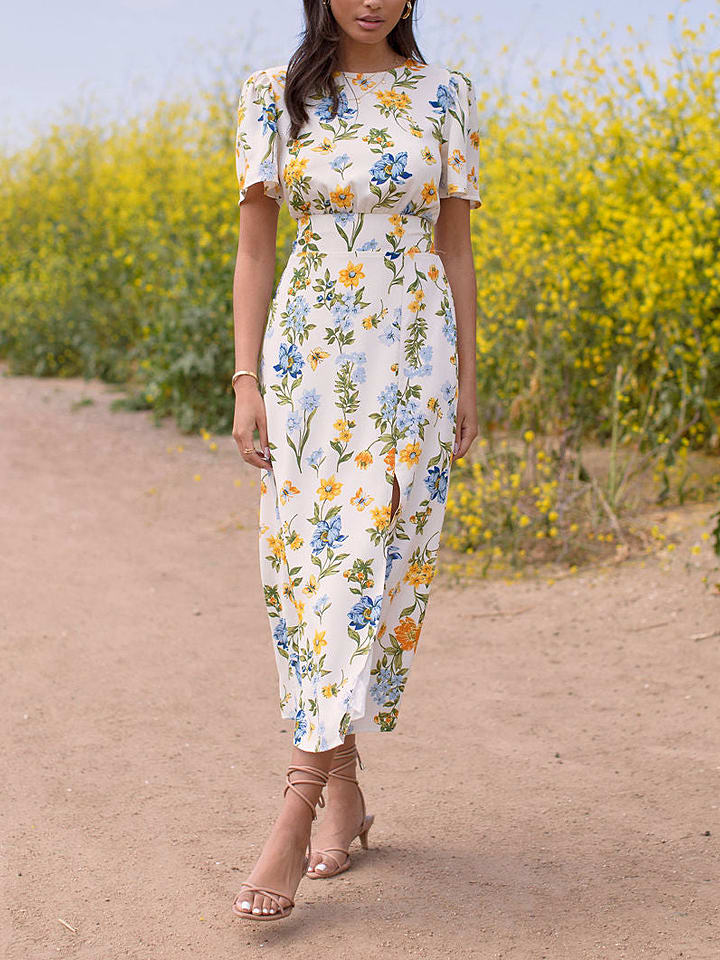 Milan Kiss Sukienka w kolorze kremowo-niebiesko-żółtym rozmiar: XL