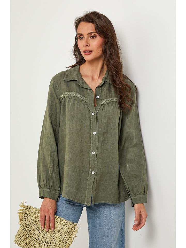 Lin Passion Lniana koszula w kolorze khaki rozmiar: 36/38