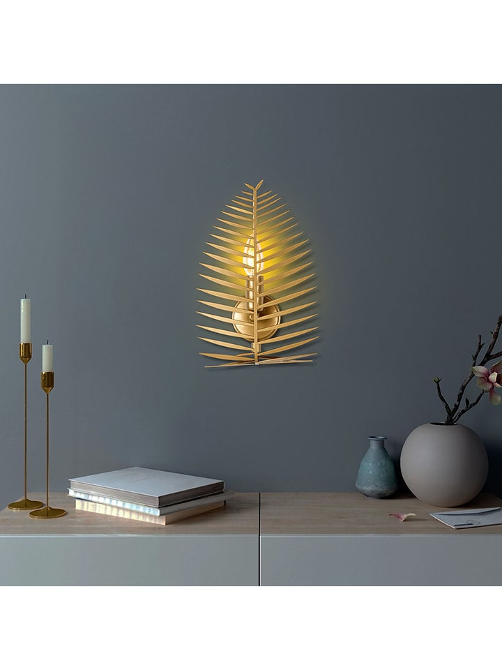 Opviq Lampa ścienna "Leaf" w kolorze złotym - 20 x 30 cm rozmiar: onesize