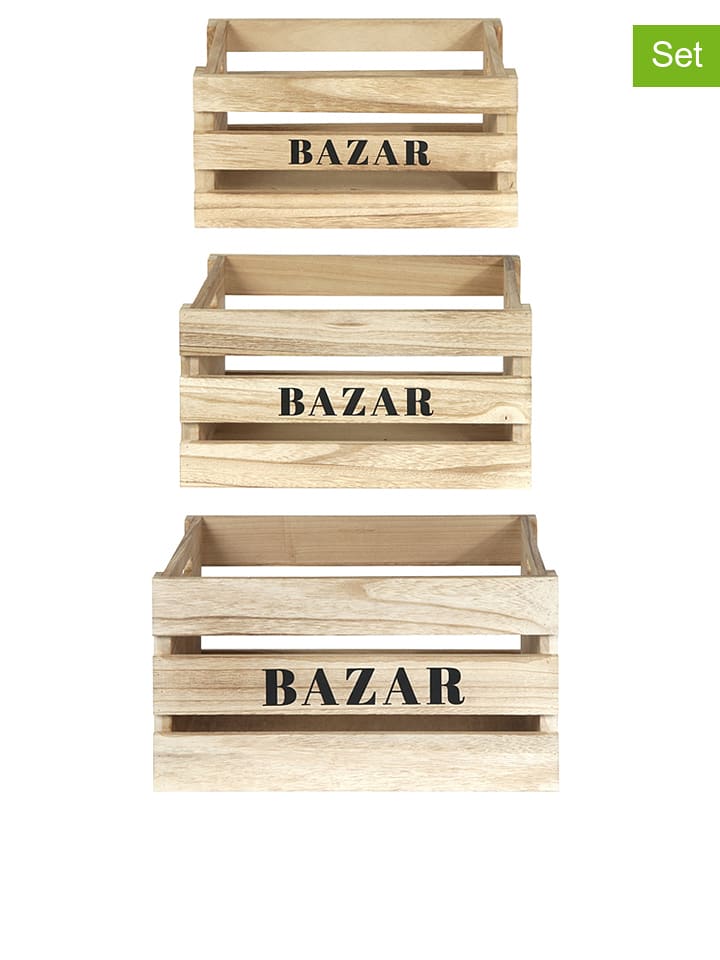 THE HOME DECO FACTORY Skrzynie (3 szt.) w kolorze czarno-beżowym - 40 x 22 x 31 cm rozmiar: onesize