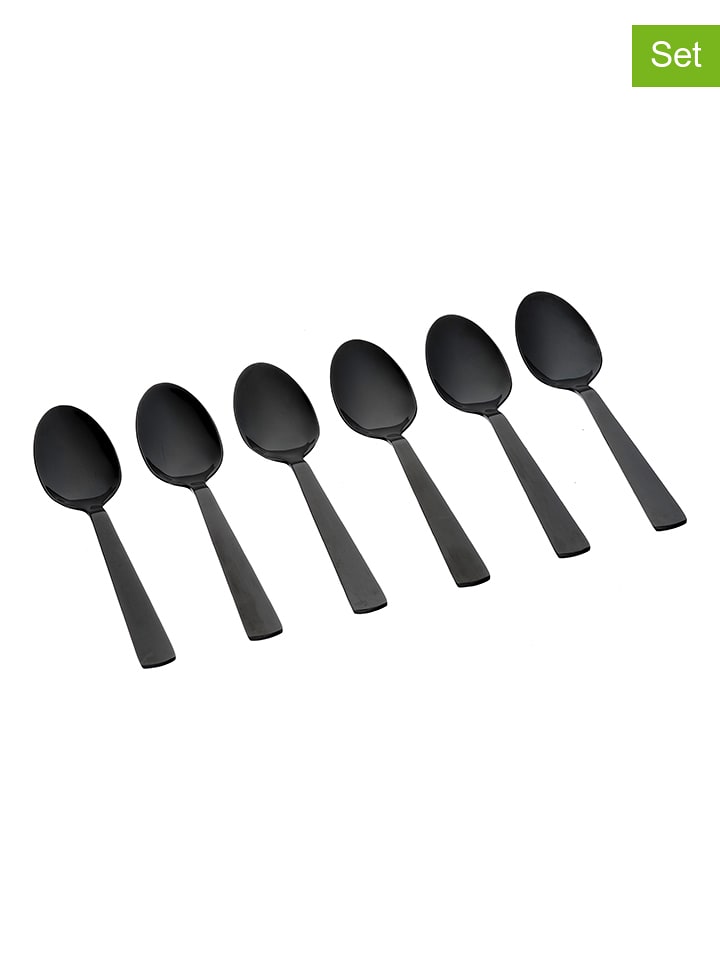 Björn Łyżeczki (6 szt.) "Telmo" w kolorze czarnym do kawy - dł. 12 cm rozmiar: onesize