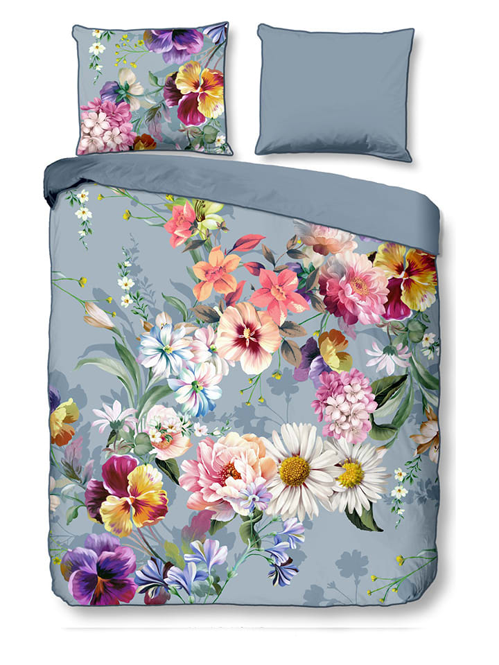 Descanso Komplet pościeli satynowej "Novara" w kolorze szarym ze wzorem rozmiar: 155x220 cm