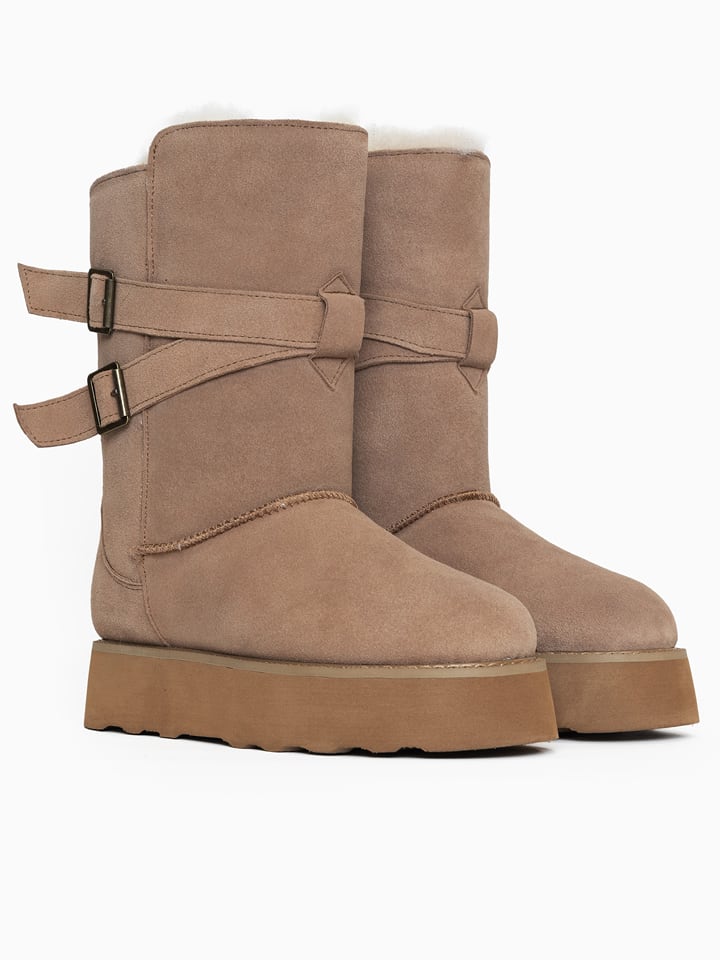 Gooce Skórzane kozaki zimowe "Huntspill Waterproof" w kolorze beżowym rozmiar: 38