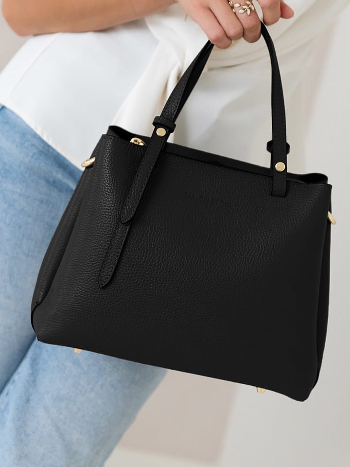 Lia Biassoni Skórzana torebka w kolorze czarnym - 28 x 21 x 15 cm rozmiar: onesize