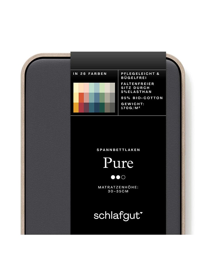 Schlafgut Prześcieradło "Pure" w kolorze antracytowym na gumce rozmiar: 90-100x190-220 cm
