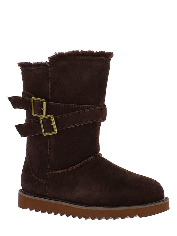 Gooce Skórzane kozaki zimowe "Huntspill Waterproof" w kolorze ciemnobrązowym rozmiar: 36