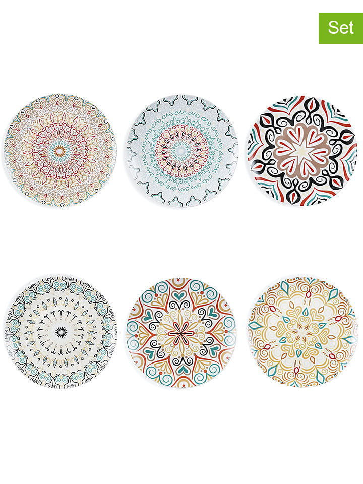 Villa d´Este Talerze (6 szt.) "Sharm" w kolorze błękitno-żółtym na owoce - Ø 22 cm rozmiar: onesize