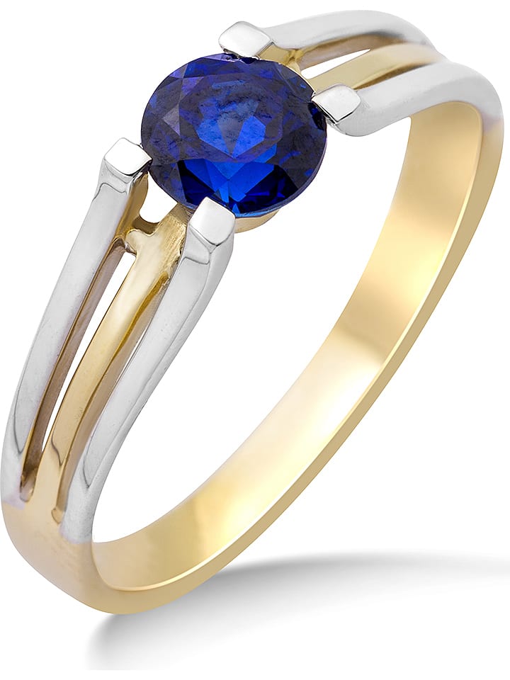 Revoni Złoty pierścionek z szafirem rozmiar: 50