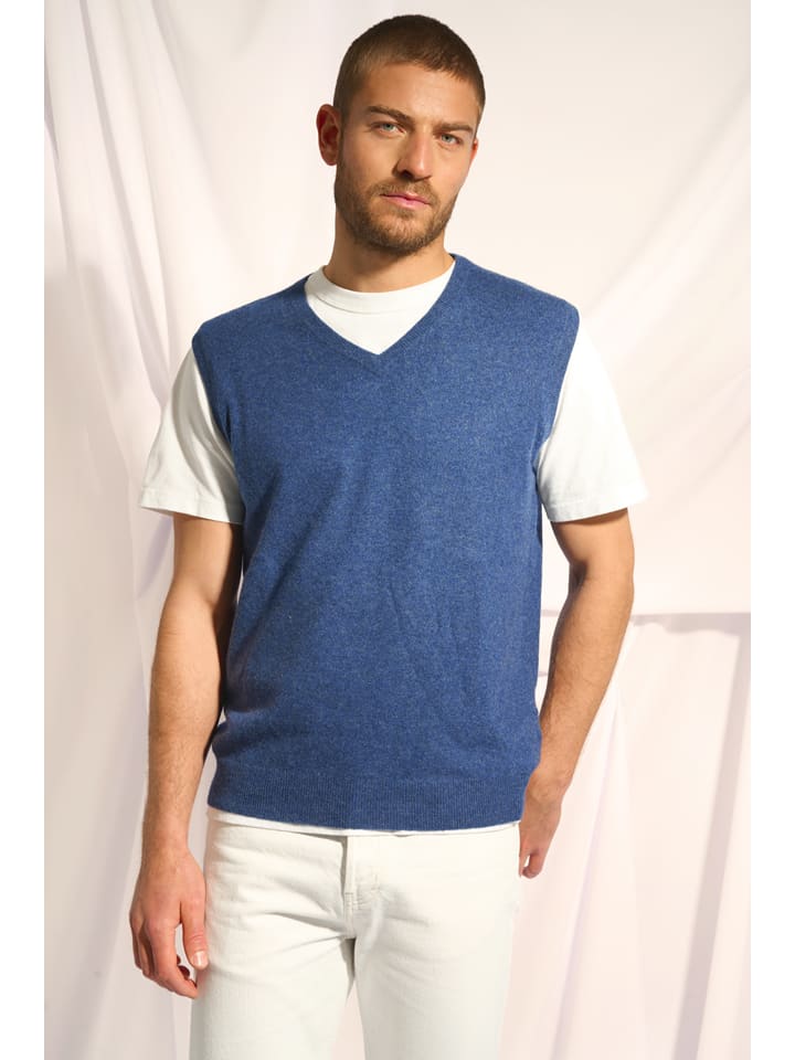 Just Cashmere Kaszmirowy bezrękawnik "Corki" w kolorze niebieskim rozmiar: XL