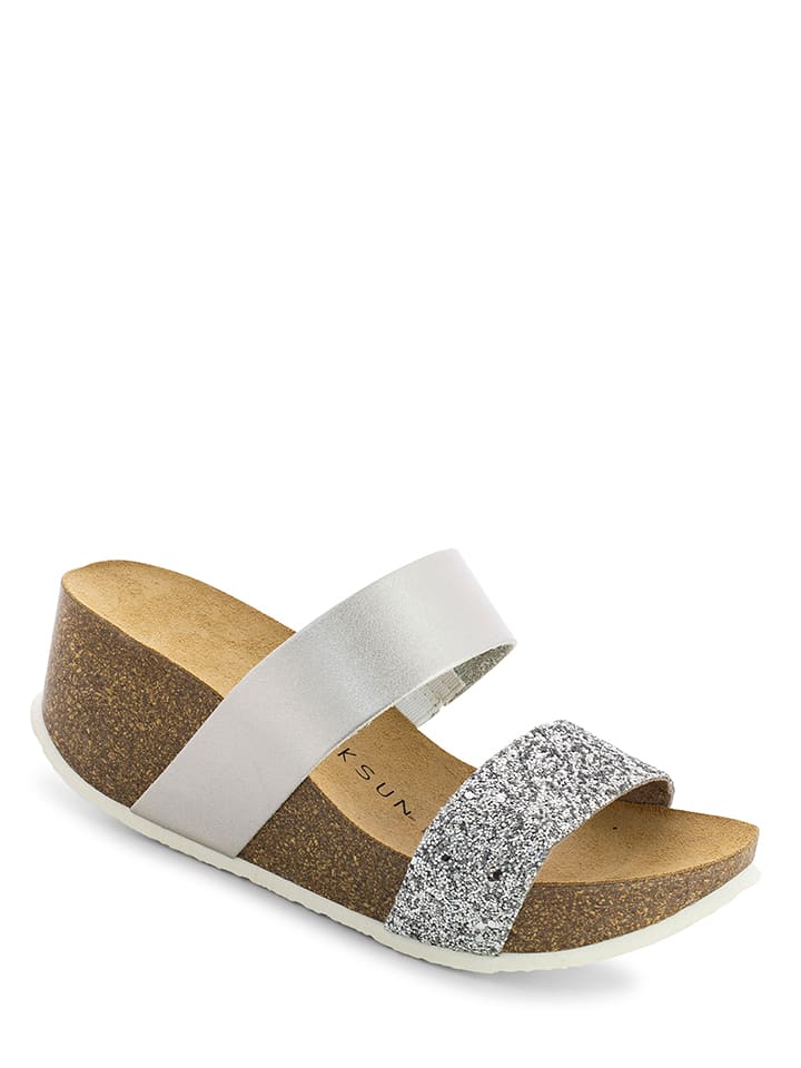 BACKSUN Klapki w kolorze srebrnym rozmiar: 40