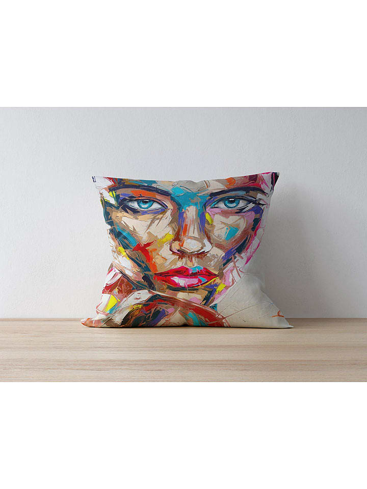 ABERTO DESIGN Poszewka w kolorze beżowo-błękitnym na poduszkę rozmiar: 43x43 cm