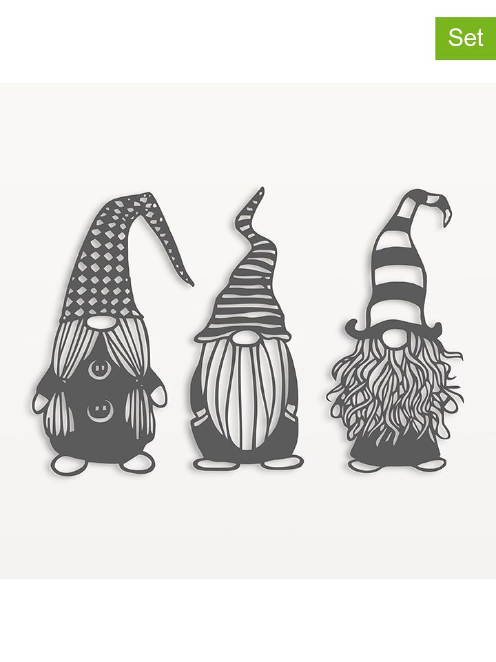 Woody Kids Figurki ścienne (3 szt.) w kolorze szarym rozmiar: onesize