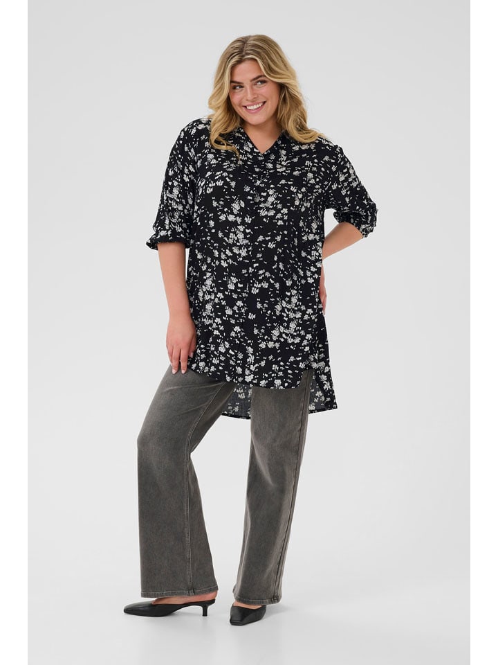 KAFFE curve Bluzka "Sonna" w kolorze czarno-białym rozmiar: 48