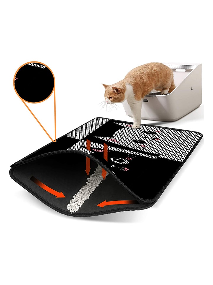 Paws&Whiskers Mata w kolorze czarno-szarym pod kuwetę - 45 x 60 cm rozmiar: onesize