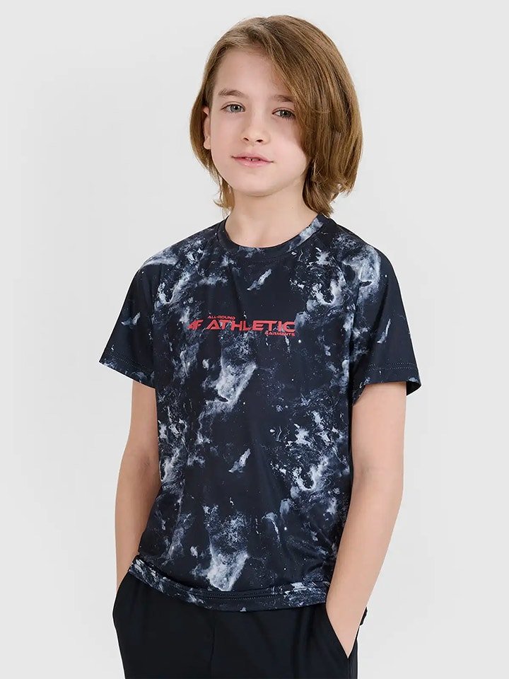 4F Koszulka sportowa w kolorze granatowo-białym rozmiar: 158/164