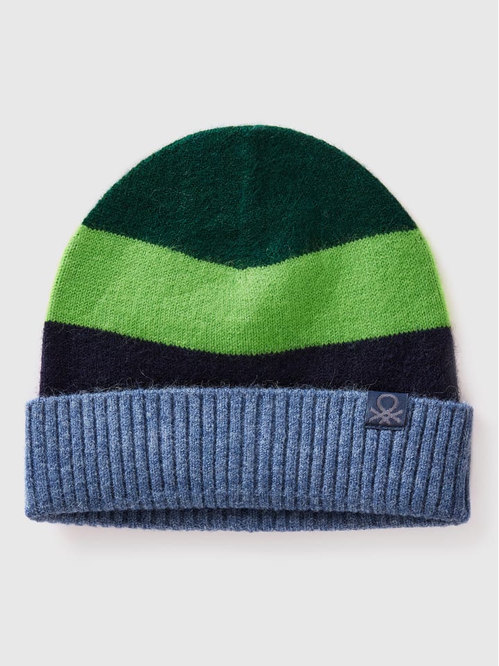 Benetton Czapka w kolorze czarno-zielono-niebieskim rozmiar: 90