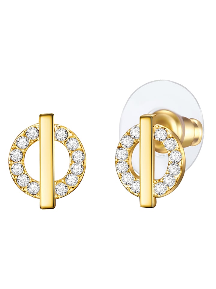 Lulu & Jane Pozłacane kolczyki-wkrętki z cyrkoniami rozmiar: onesize