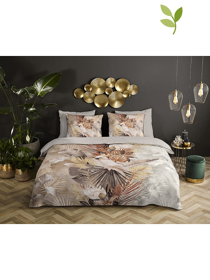 Descanso Komplet pościeli satynowej "Pippa" w kolorze beżowym rozmiar: 140x220 cm