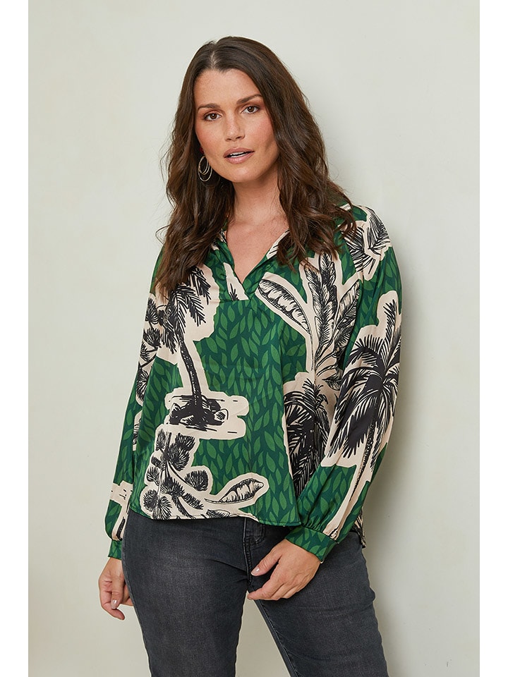 Curvy Lady Bluzka w kolorze zielono-beżowym rozmiar: 44/46