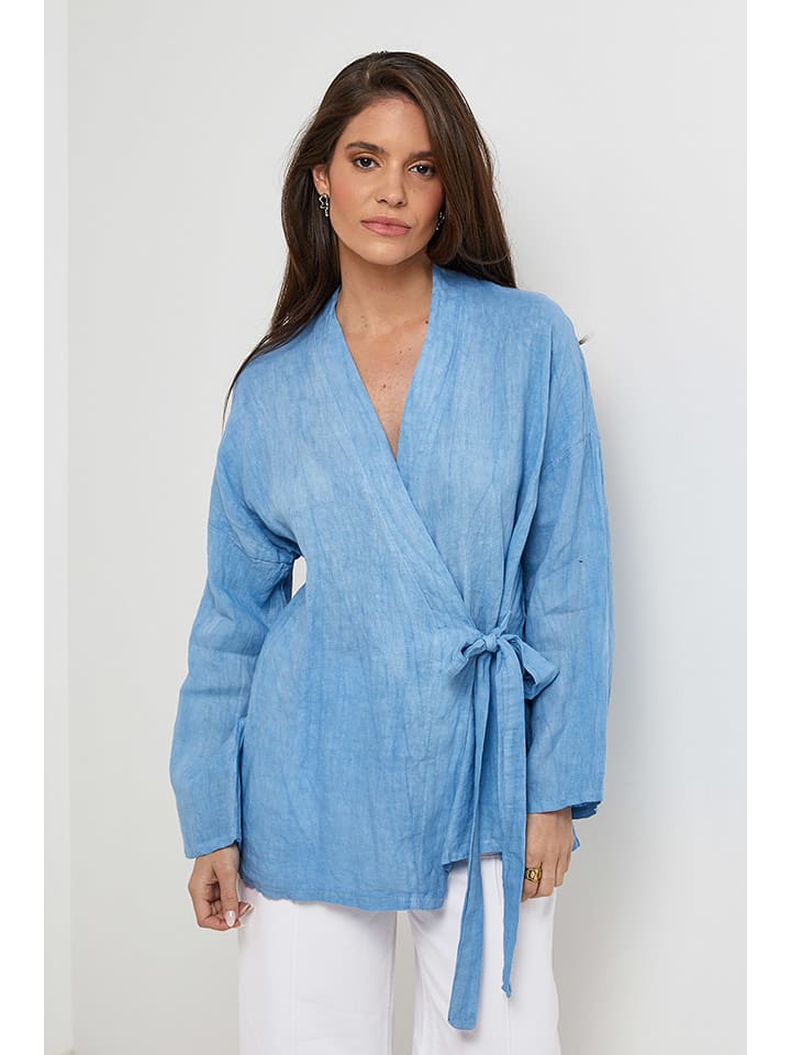 Rodier Lin Lniany kardigan w kolorze błękitnym rozmiar: M/L