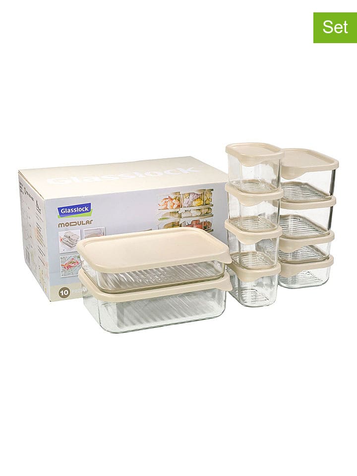 Glasslock Pojemniki (10 szt.) "Modular" w kolorze beżowym rozmiar: onesize
