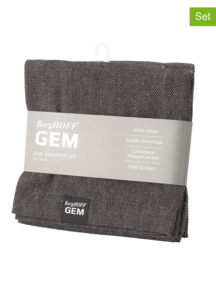 BergHOFF Podkładki stołowe (2 szt.) w kolorze szarym - 55 x 35 cm rozmiar: onesize
