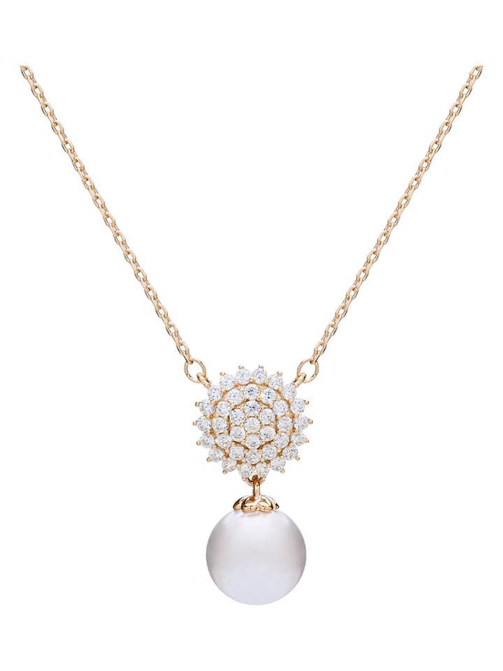 U.S. Polo Assn. Pozłacany naszyjnik perłą i kryształami - dł. 40 cm rozmiar: onesize