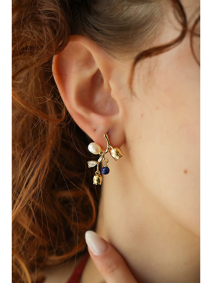 Pierres delicates Pozłacane kolczyki z ametystem i kocim okiem rozmiar: onesize