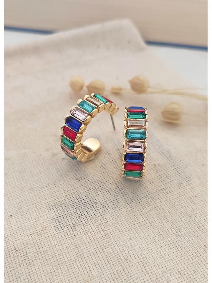 atelier MIU Pozłacane kolczyki-kreole z cyrkoniami rozmiar: onesize