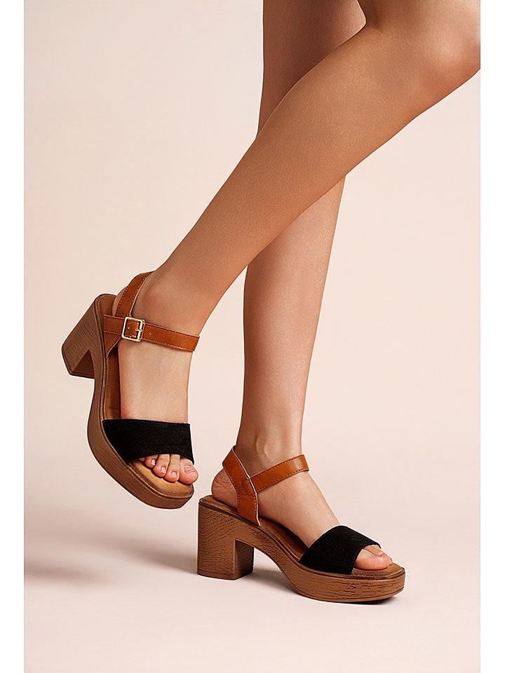 Foreverfolie Sandały w kolorze jasnobrązowo-czarnym rozmiar: 36