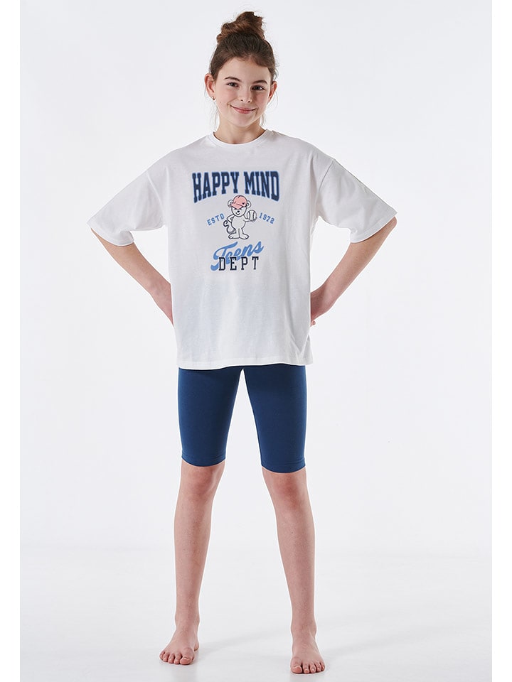 Schiesser Piżama w kolorze biało-granatowym rozmiar: 176