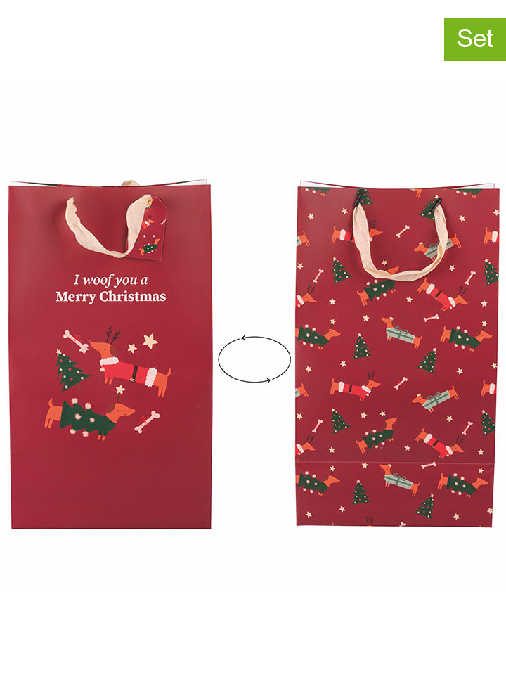 Villa d´Este Torebki prezentowe (12 szt.) "Natalotto" w kolorze czerwonym - 23 x 39 x 15 cm rozmiar: onesize