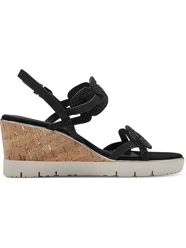 Tamaris Sandały w kolorze czarnym na koturnie rozmiar: 39