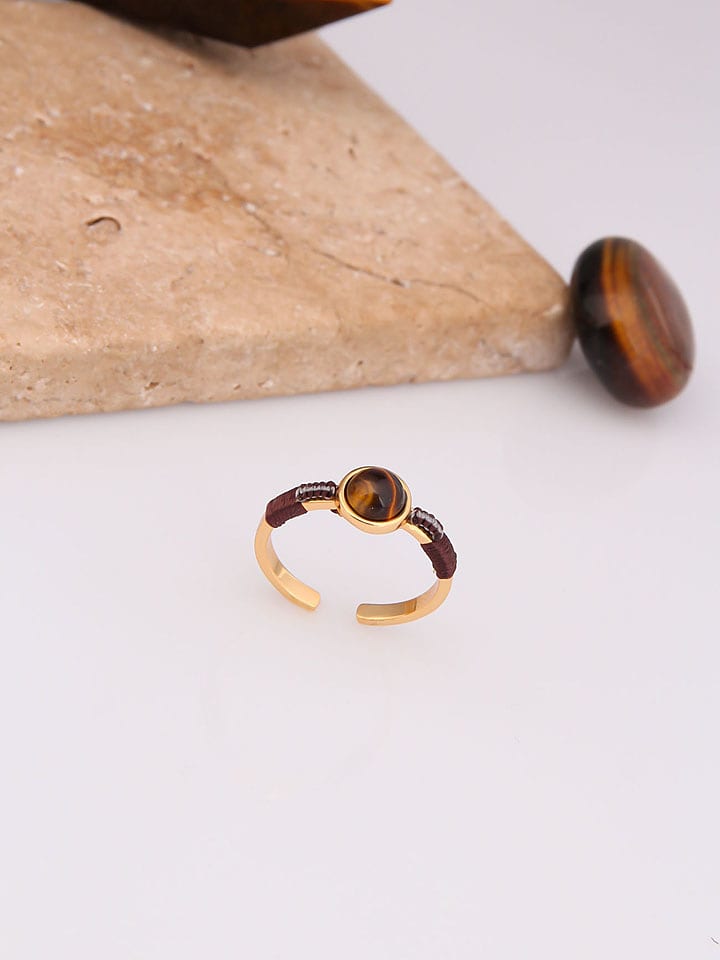 Charlize Pozłacany pierścionek z tygrysim okiem rozmiar: onesize