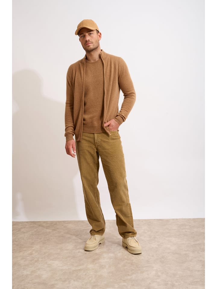 Just Cashmere Kaszmirowy kardigan "Alan" w kolorze jasnobrązowym rozmiar: S