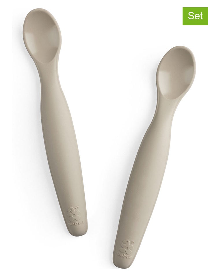 Sebra Silikonowe łyżki (2 szt.) w kolorze beżowym - 16 cm rozmiar: onesize