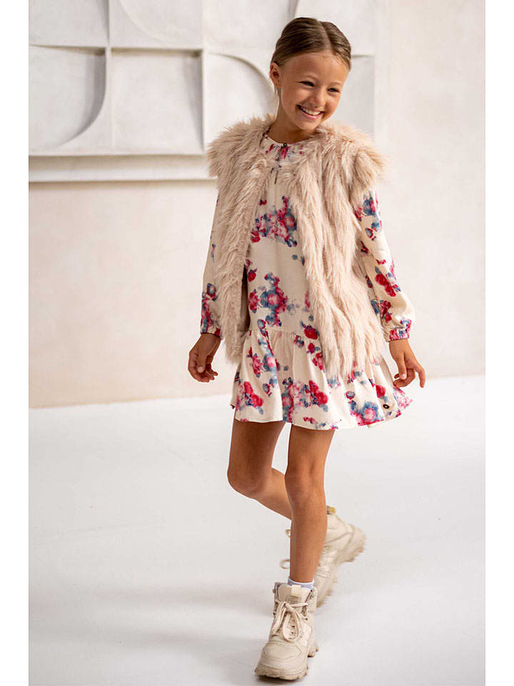 Like Flo Sukienka w kolorze kremowym ze wzorem rozmiar: 116