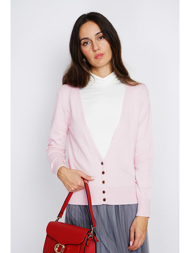 ASSUILI Kaszmirowy kardigan w kolorze jasnoróżowym rozmiar: 40